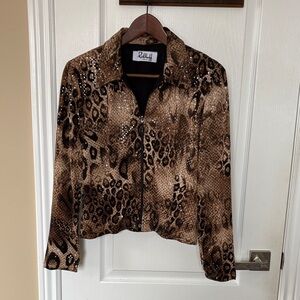 Ruby Ribbon Leopard Print Bomber Jacket